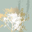 Botanische planten 5 . Gras sprietjes in pastel kleuren met gouden abstracte penseelstreken van Dina Dankers thumbnail