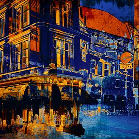 Stadsgezicht van Zwolle in blauw van Helga Blanke