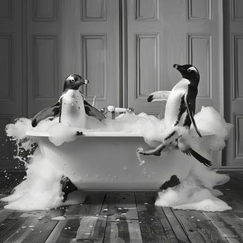 Pingouin dans la baignoire - une charmante œuvre d'art pour vos toilettes