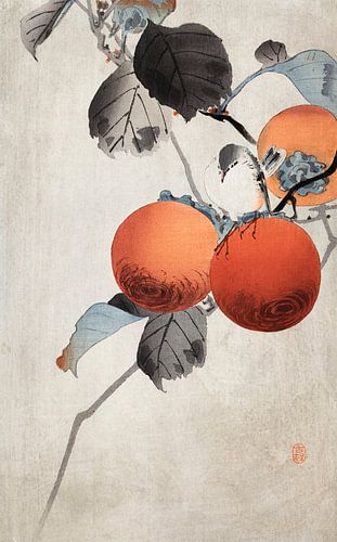 Nuthatcher atop Persimmons (ca. 1910) by Ohara Koson.