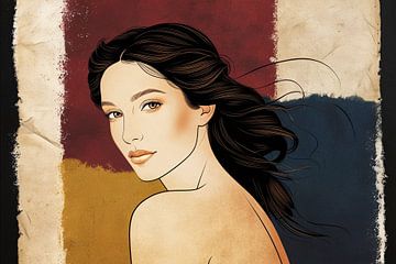 Elegante lijntekening vrouw portret van Imperial Art House