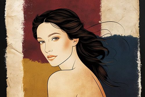 Elegante lijntekening vrouw portret