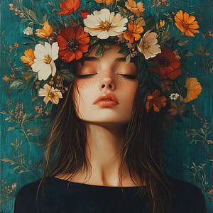 Weibliches Porträt | Junge Frau Blumenschmuck