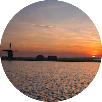 Molen Het Noorden Texel zonsondergang van Texel360Fotografie Richard Heerschap