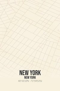 Vintage landkaart van New York (New York), USA. van Rezona