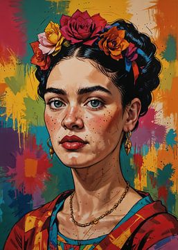 abstracte kleurrijkerida kahlo 002 van Inspire Art