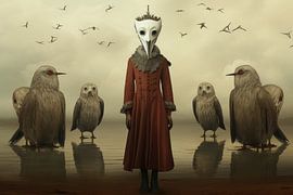 Magically bizarre fairytale landscape with strange creatures