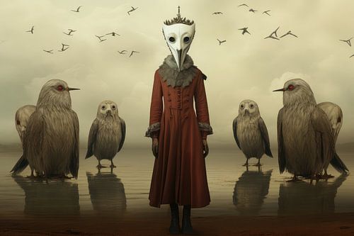 Magically bizarre fairytale landscape with strange creatures