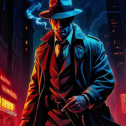 Detective met regenjas en hoed