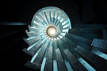 Abandoned places - spiral staircase in blue light by Times of Impermanence