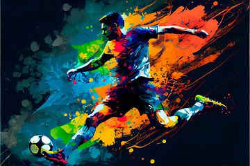 Impressionistisch schilderij van voetballer. Deel 4 van Maarten Knops