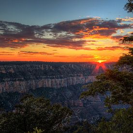 Zonsondergang bij de Grand Canyon van Bergkamp Photography