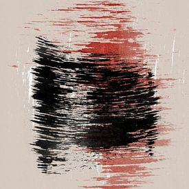 Strokes 9B | Black & Red Brushstroke Abstract von Menega Sabidussi