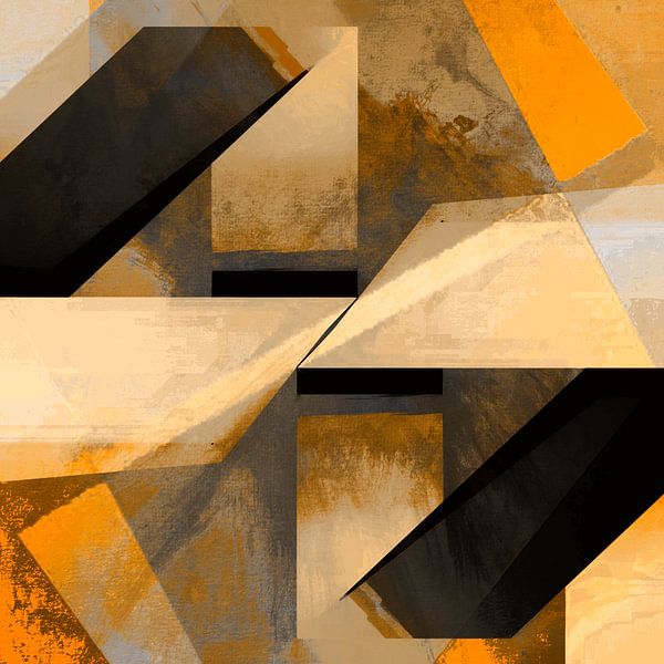 Scandinavië Retro Abstractie in Oker van FRESH Fine Art