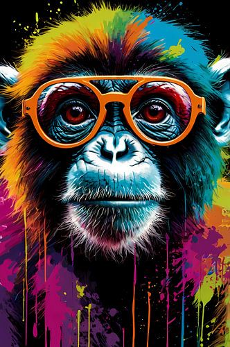 Kleurrijke aap met bril