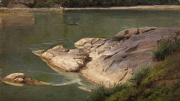 Stenen in een rivier, Johann Wilhelm Schirmer