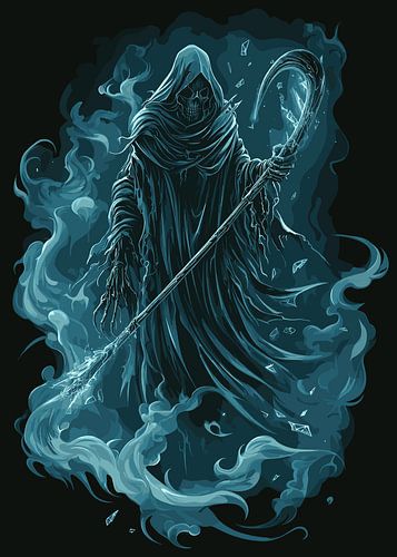 Donkere reaper in een ijzige aura