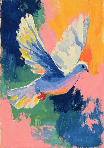 Elegante duif in levendige kleuren