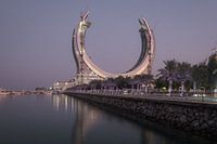 Lusail Corniche in Lusail City, Qatar bij de jachthaven zonsondergang shot