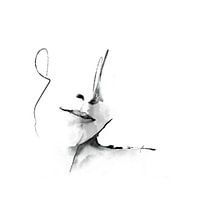 Portrait d'une femme aux lignes minimales et aux tons noirs de l'aquarelle