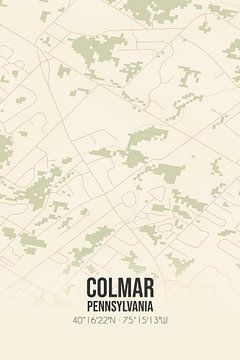 Vintage landkaart van Colmar (Pennsylvania), USA. van MijnStadsPoster