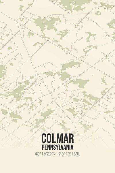 Vintage map of Colmar (Pennsylvania), USA. by MyCityPoster
