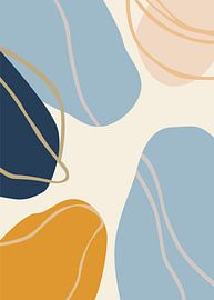 Minimalist abstract posters featuring organic fluid shapes and lines in pastel tones by Adam Khabibi