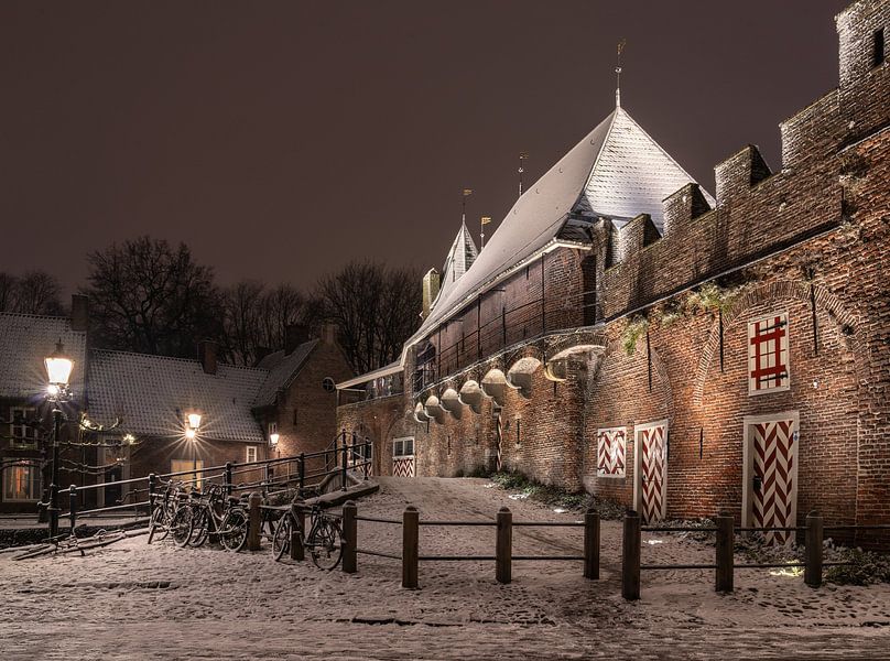 Koppelpoort Amersfoort with snow by Margreet Riedstra