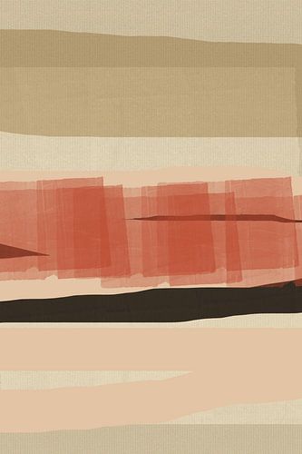 Japandi. Minimalistisch abstract landschap in zand, terra, zwart, wit