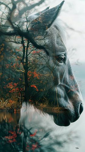 multiple exposure tussen dier en natuur