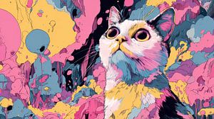 Katze im psychedelischen Farbuniversum