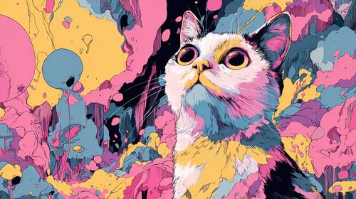 Cat in Psychedelic Colour Universe