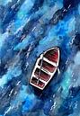 Leeres Rettungsboot auf dem Meer von Sebastian Grafmann Miniaturansicht
