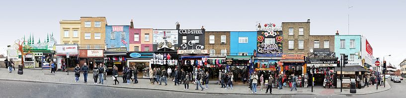 Londen Camden High Street Panorama van Panorama Streetline