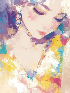 Woman Earrings | Woman With Colourful Background