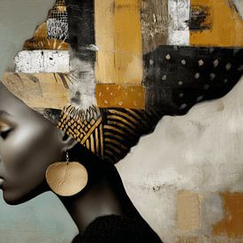 Modernes abstraktes Porträt einer afrikanischen Frau von Studio Allee