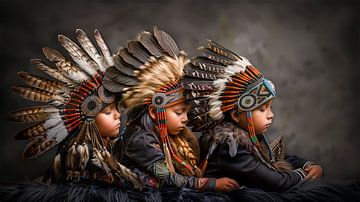 Kinderen in traditionele tribale hoofdtooien