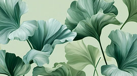 Elegant, green ginkgo leaves by Angel Estevez