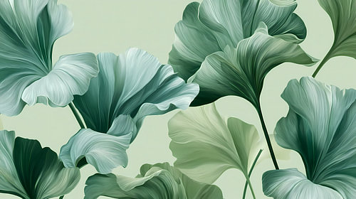Feuilles de ginkgo élégantes et vertes