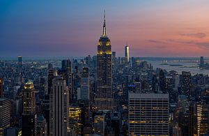 Sonnenuntergang an der Skyline von Manhattan von Jelle Dobma