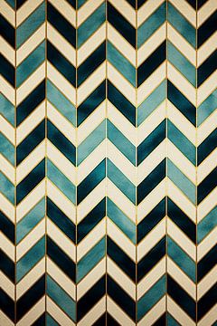 Goud en Turquoise Art Deco Zigzag Patroon van Whale & Sons