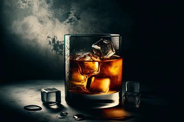 Tijd voor ontspanning: whiskyglas in de schemering van artefacti