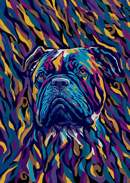 Abstract expressionism bulldog art by Sahruddin Said