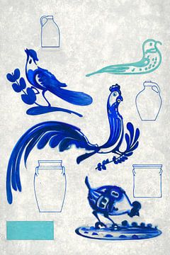 Blaue Vogelwelt von Mad Dog Art