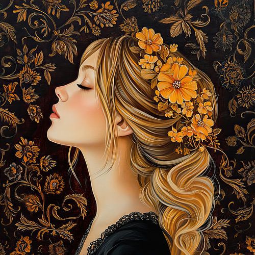 Goldene Blumen | Blumen Frau
