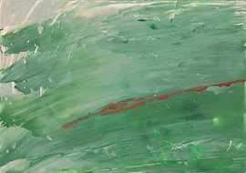 Copper Horizon – abstraktes Hellgrün mit kupferfarbener Linie von Studio Kunst & Kracht