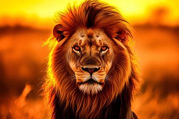 Lion majestueux dans la nature