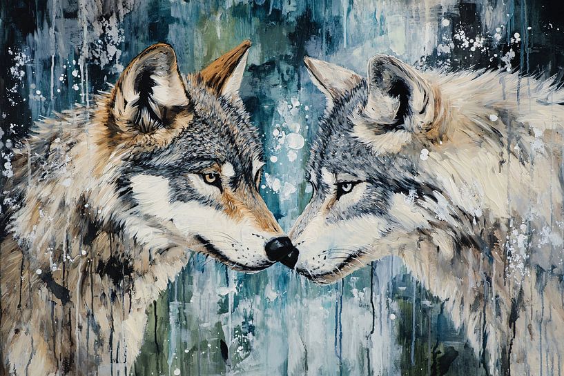 Deux loups face à face par Imperial Art House