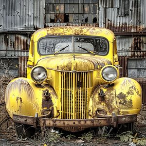 Oldtimer jaune Rouille oubliée Patine Déclin Lost Place