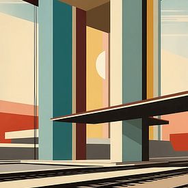 Poster d'art abstrait Bauhaus - Décoration d'art mural géométrique moderne sur MIROKKU